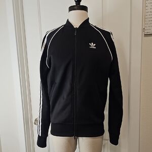adidas Black Track Jacket with White Stripes